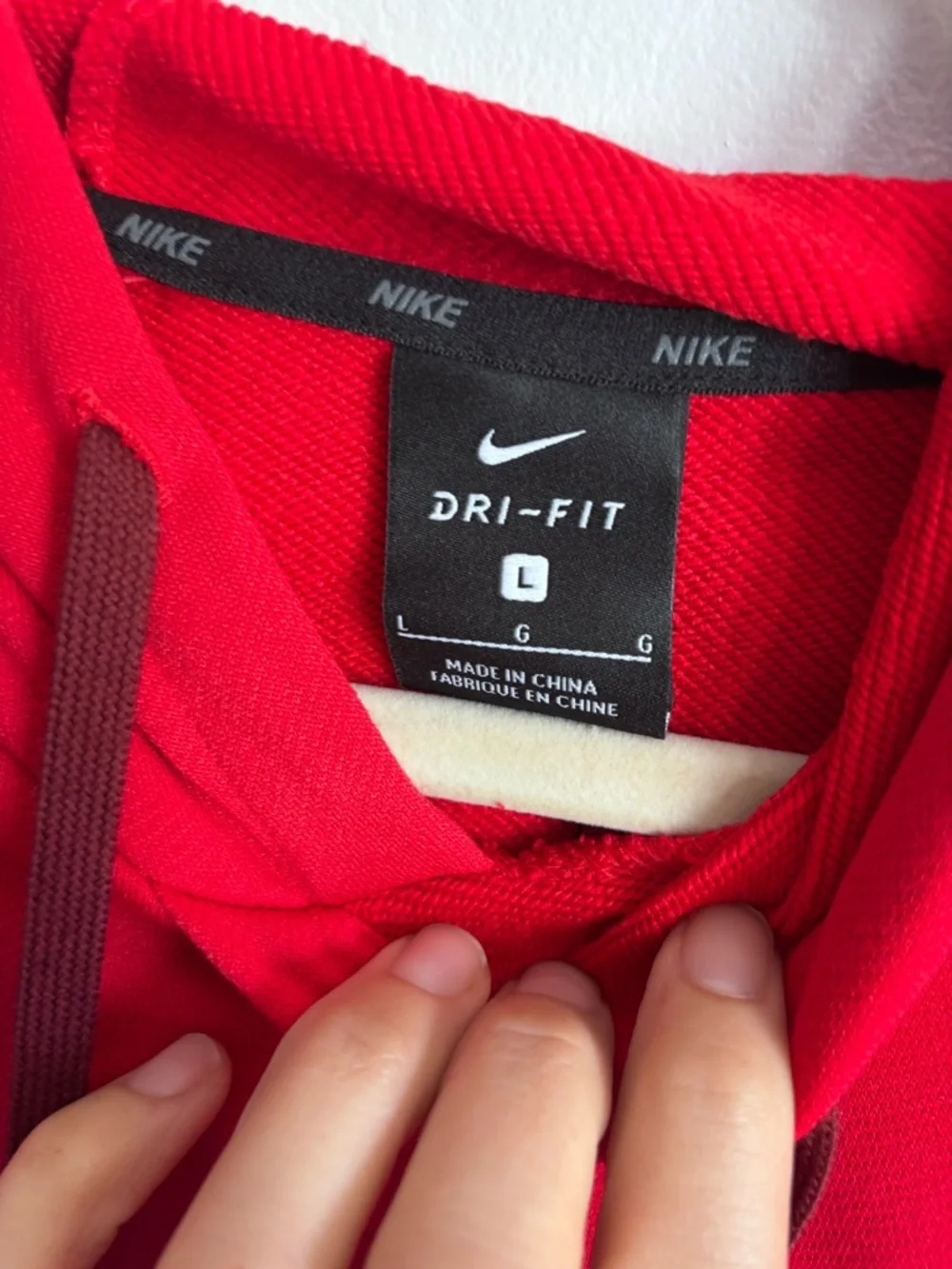 NWT Men's Nike Red Dri Fit Pullover Hoodie with Black Swoosh